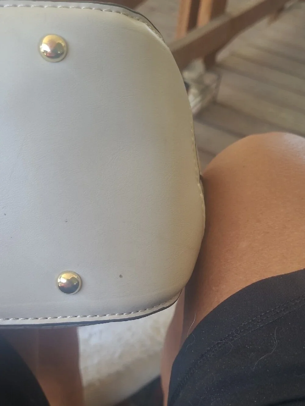 London Fog Cream Croc-Embossed Satchel with Gold Hardware - Picture 11 of 11